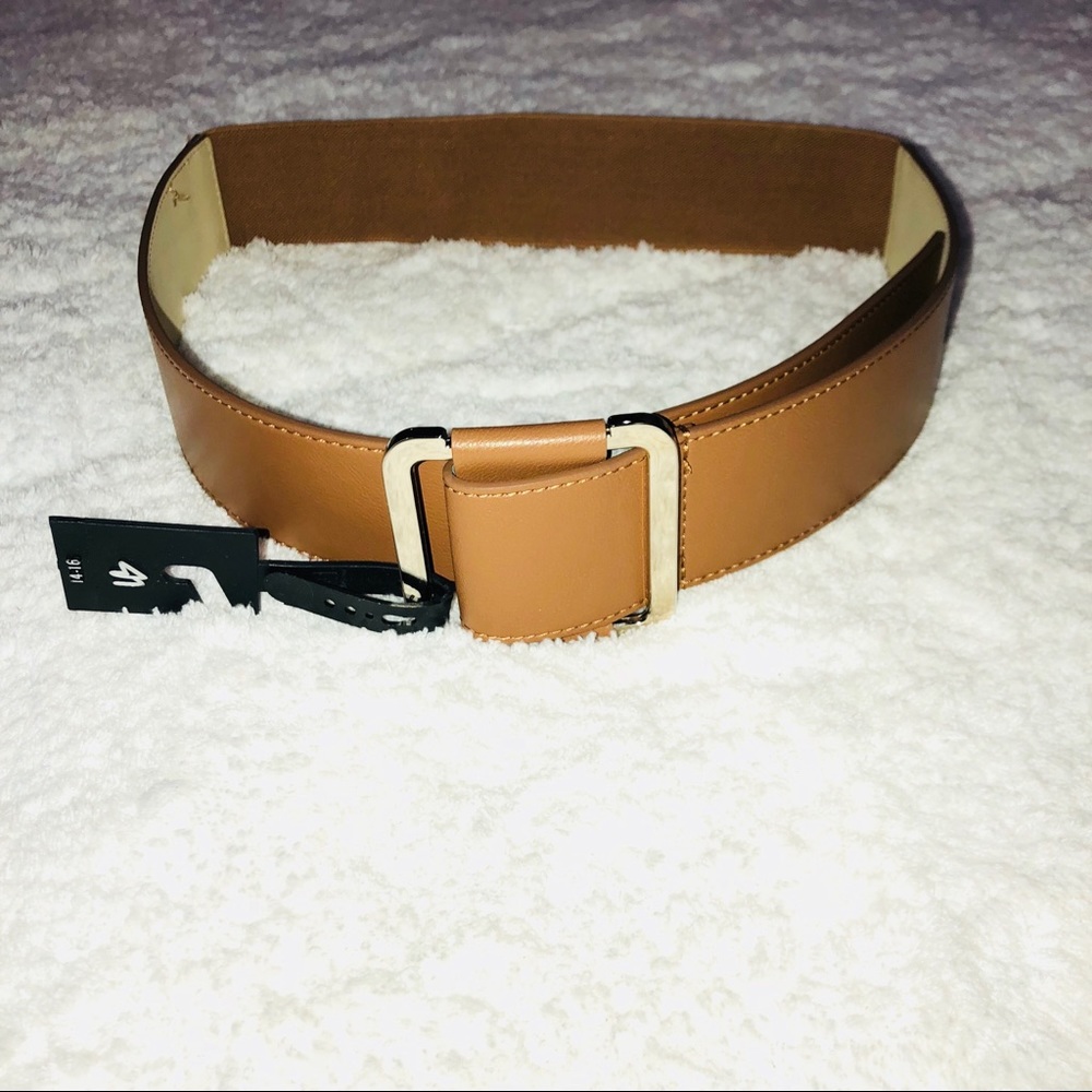 Lane Bryant Camel Belt with Big Silver Buckle